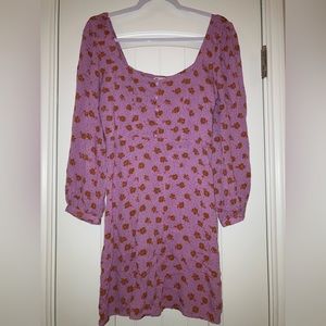 Billabong Purple Floral Smocked Mini Dress